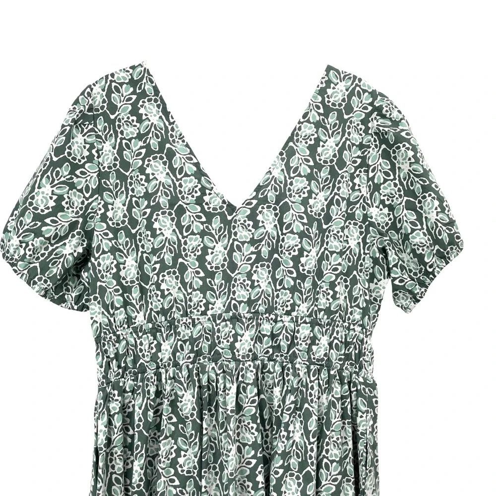 NEW J.Crew Smocked-waist poplin midi dress Size 10 Pale Spinach Eucalyptus green